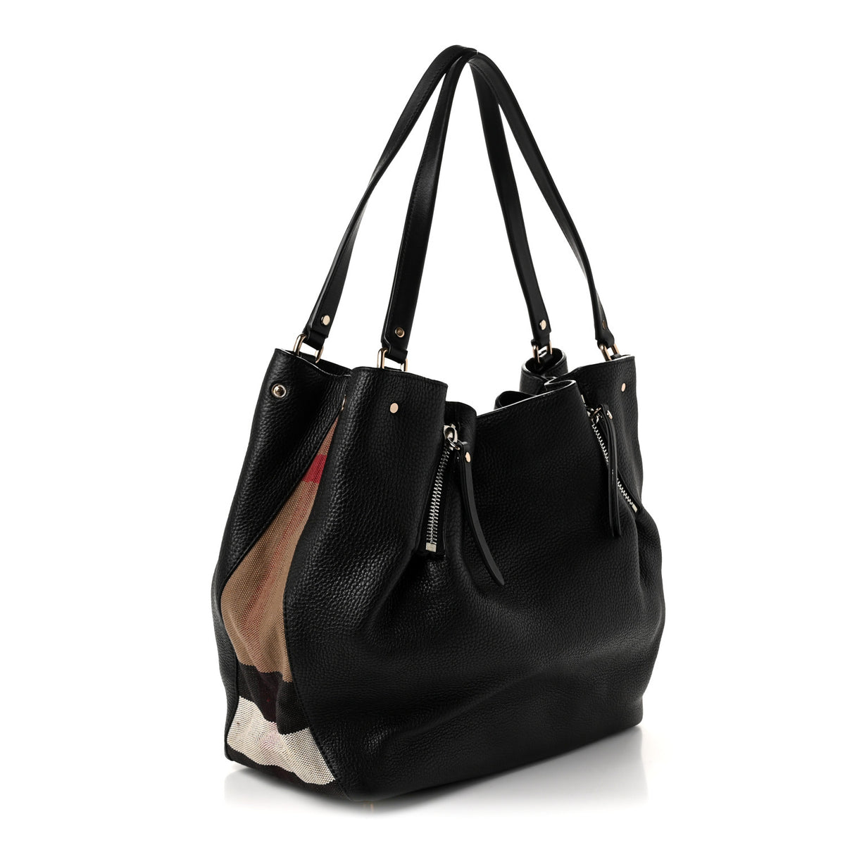 Grainy Calfskin House Check Medium Maidstone Black