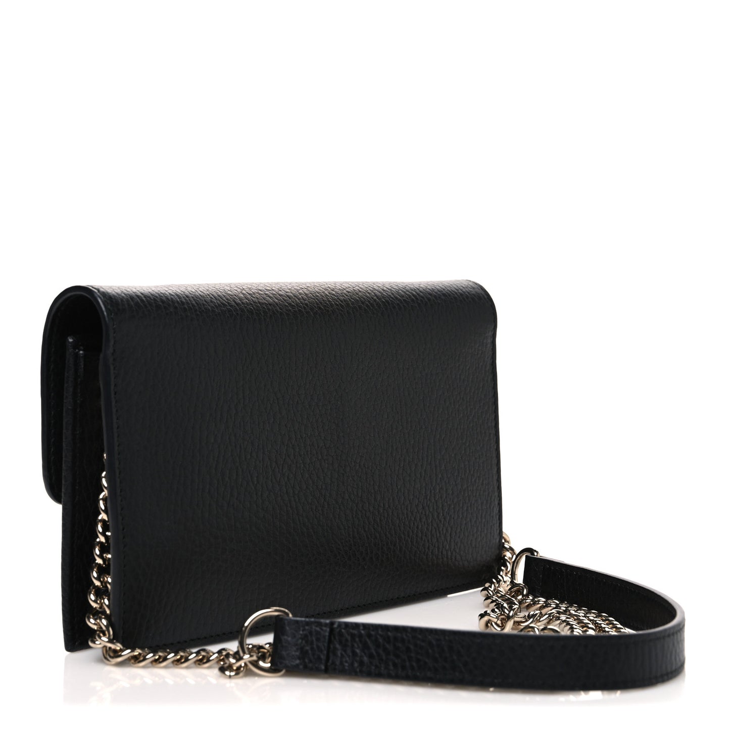 Dollar Calfskin Interlocking G Chain Wallet Black