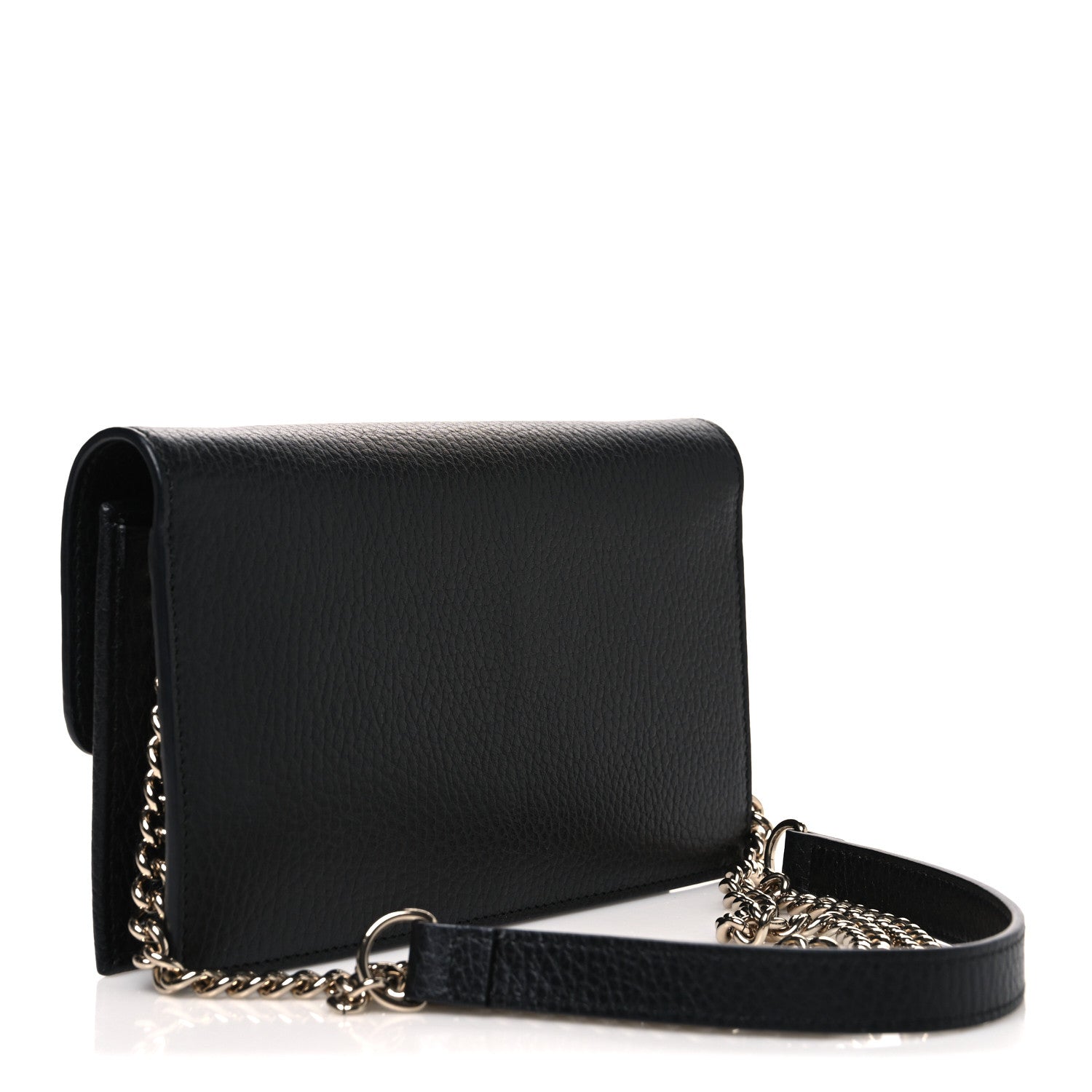 Gucci Dollar Calfskin Interlocking G Chain Wallet Black 3 of 11