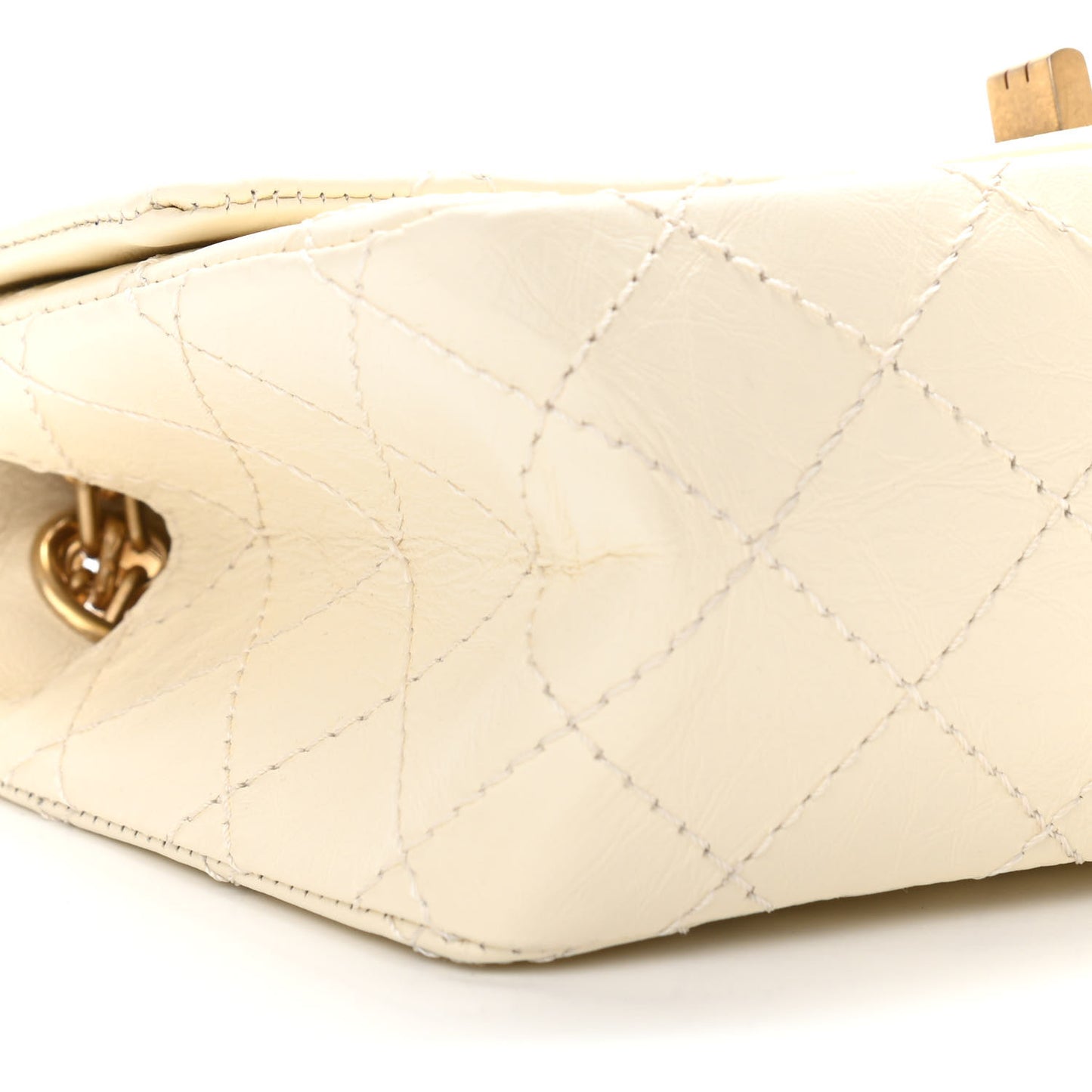 Aged Calfskin Quilted 2.55 Reissue Mini Flap White