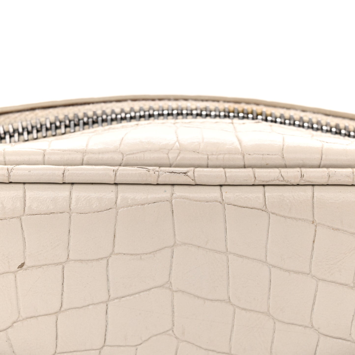 Calfskin Crocodile Embossed Monogram Mini Lou Camera Bag Crema Soft
