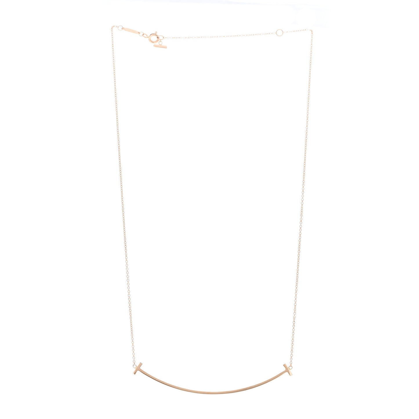 18K Rose Gold Large T Smile Pendant Necklace