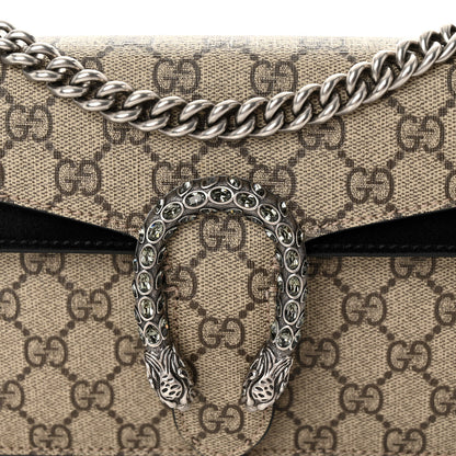 Gucci GG Supreme Monogram Suede Crystal Small Dionysus Shoulder Bag Beige Ebony Black 7 of 11