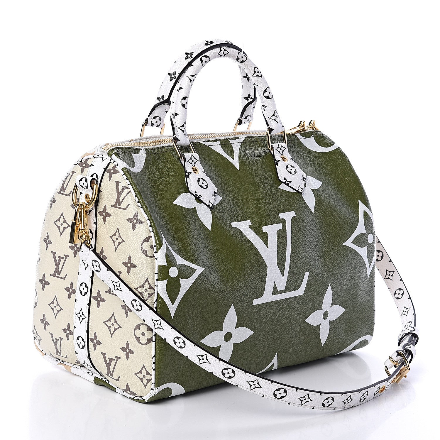 Louis Vuitton Monogram Giant Speedy Bandouliere 30 Kaki Beige 2 of 7