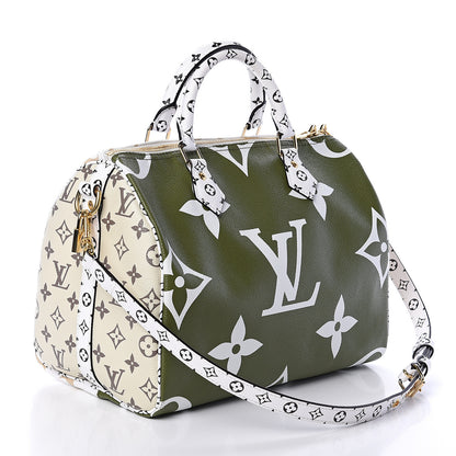 Louis Vuitton Monogram Giant Speedy Bandouliere 30 Kaki Beige 2 of 7