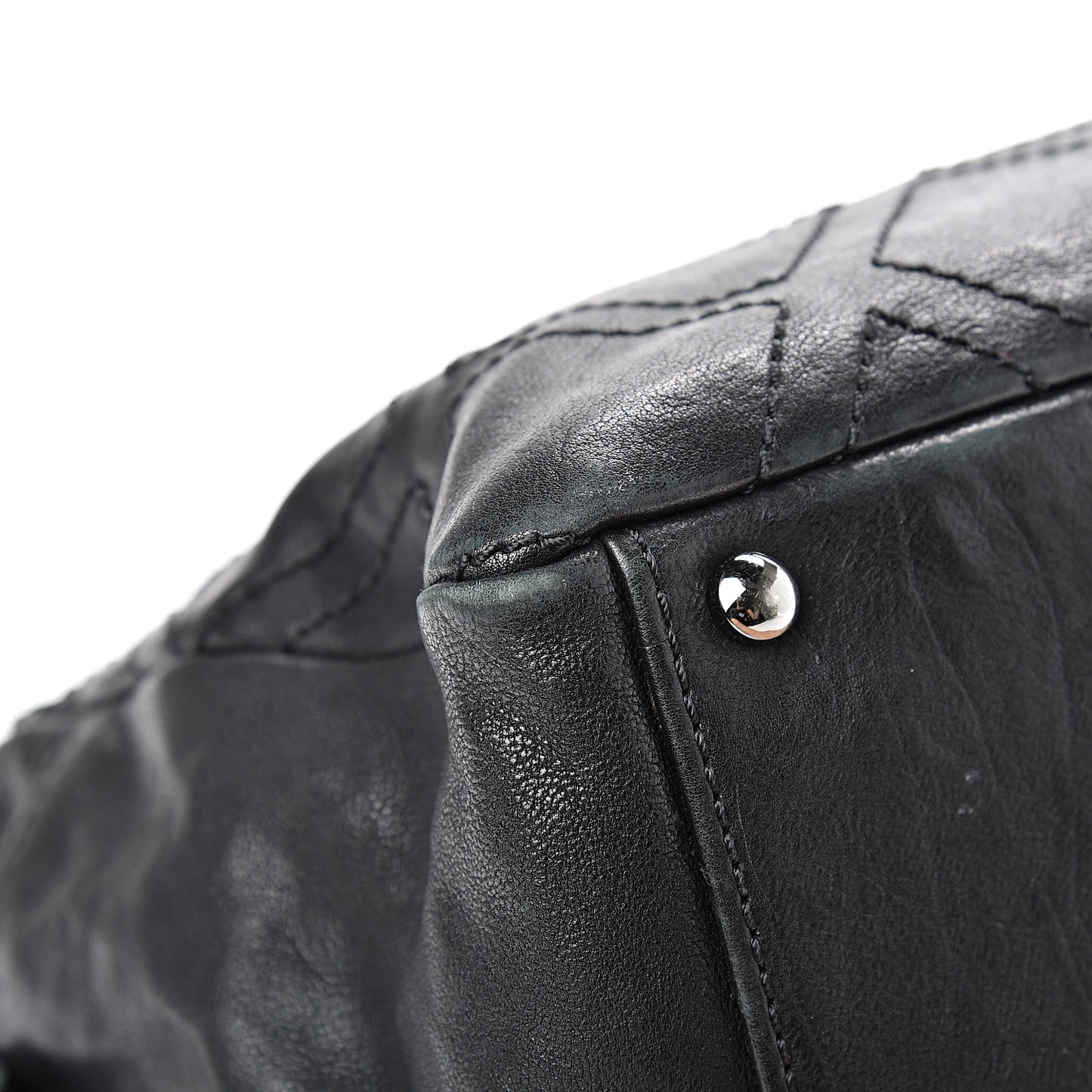 Calfskin Large Diamond Stitch Tote Black