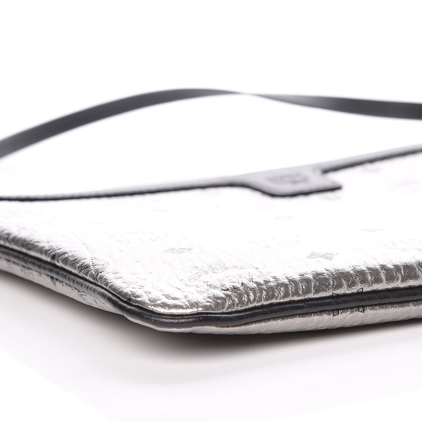 Metallic Visetos Liz Shopper Tote Pouch Silver Black