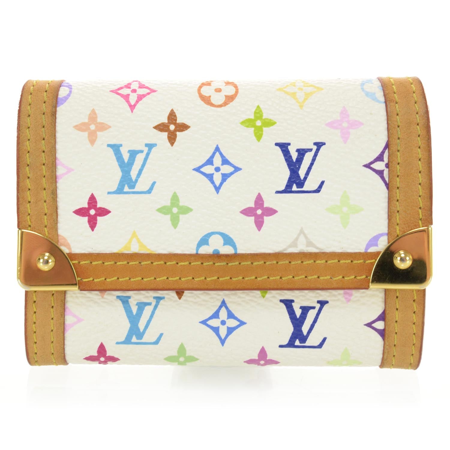 Louis Vuitton Monogram Multicolor Porte-Monnaie Plat Coin Purse White 1 of 7