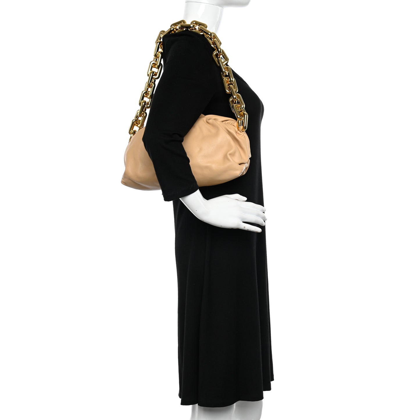 Calfskin Chain Pouch Almond
