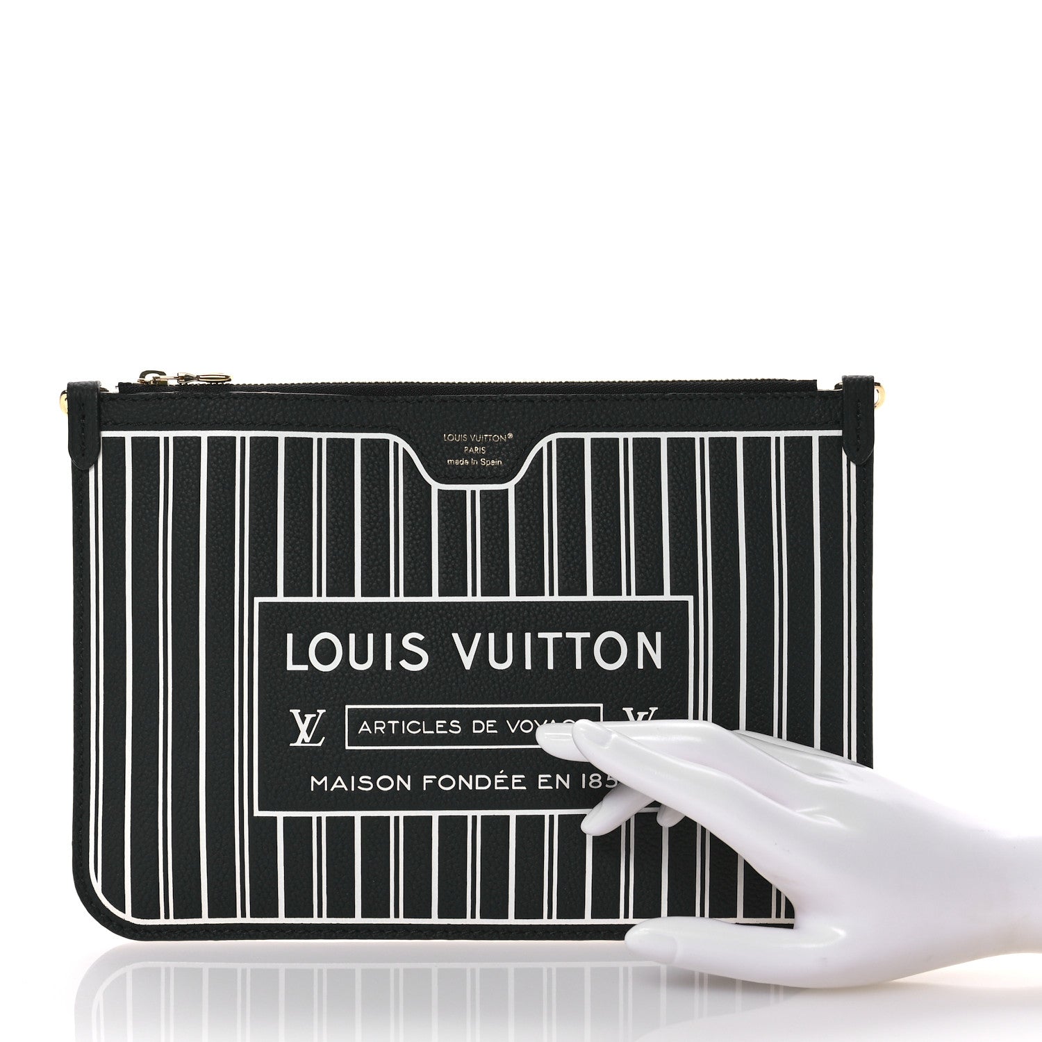 Louis Vuitton Calfskin Neverfull Inside Out MM Pochette Black 2 of 8