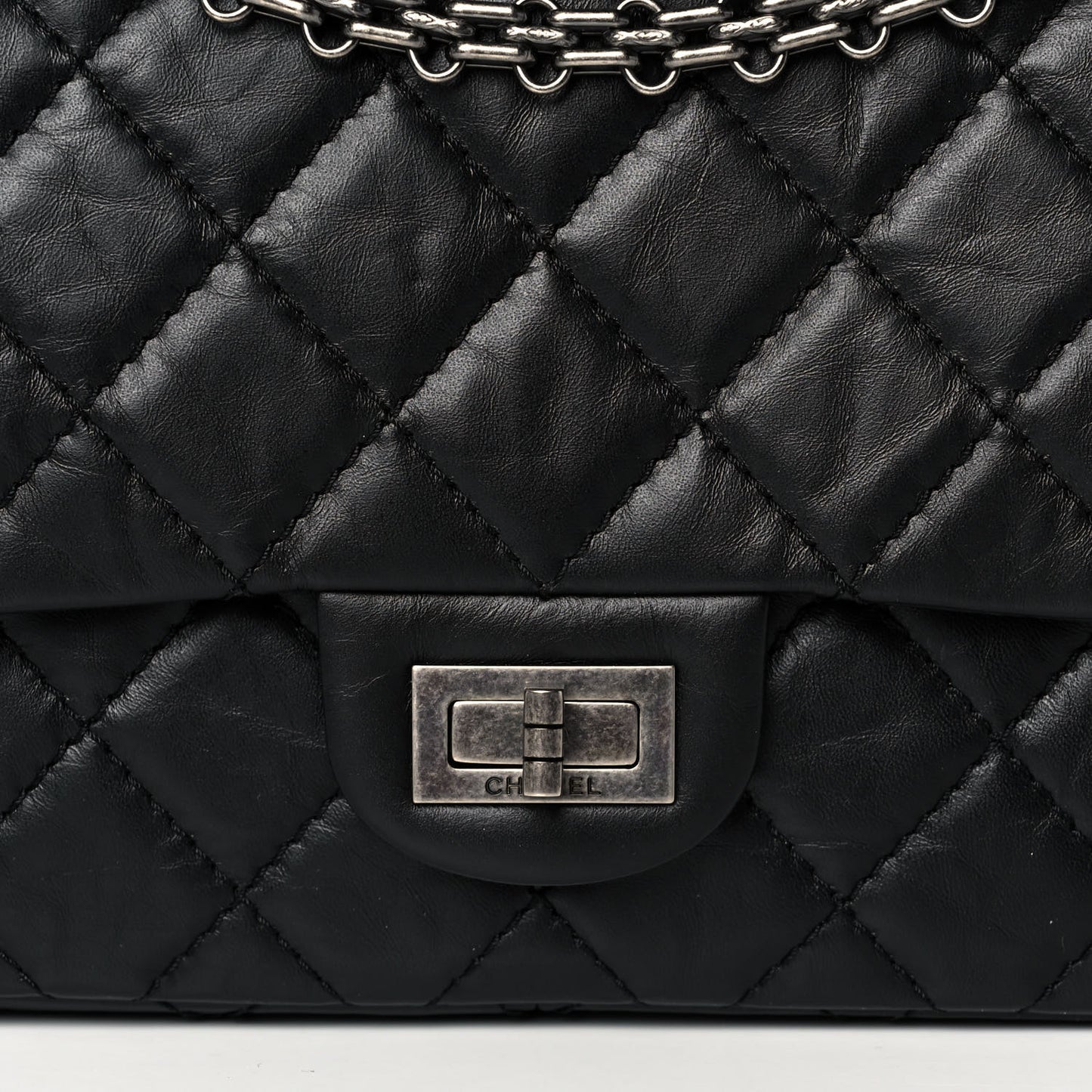 Aged Calfskin Quilted 2.55 Reissue 226 Flap Black