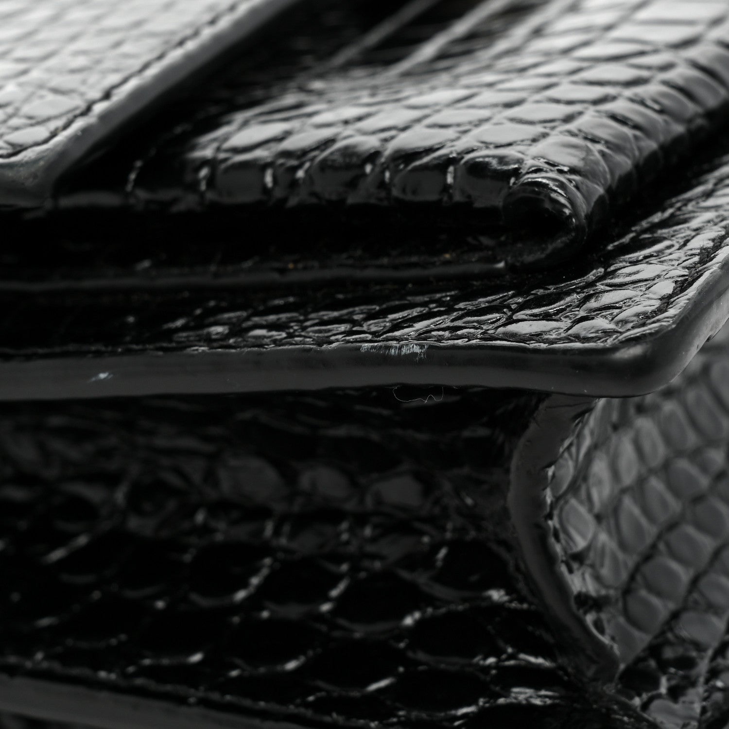 Saint Laurent Calfskin Crocodile Embossed Medium Monogram Sunset Black 14 of 15