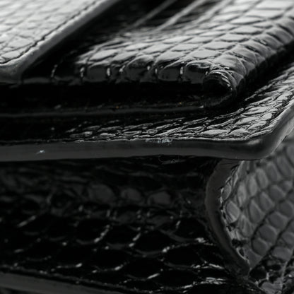 Saint Laurent Calfskin Crocodile Embossed Medium Monogram Sunset Black 14 of 15