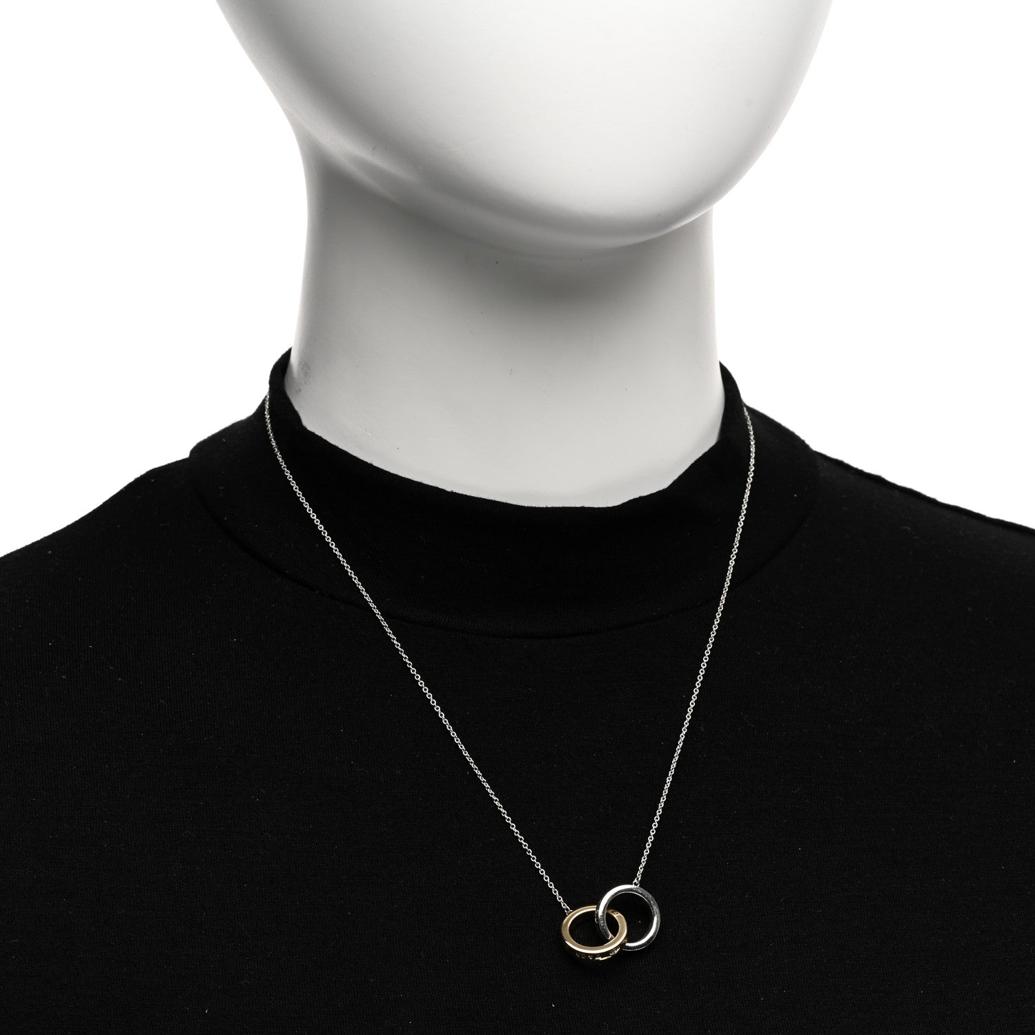 Tiffany Sterling Silver 18K Yellow Gold 1837 Interlocking Circles Pendant Necklace 2 of 5