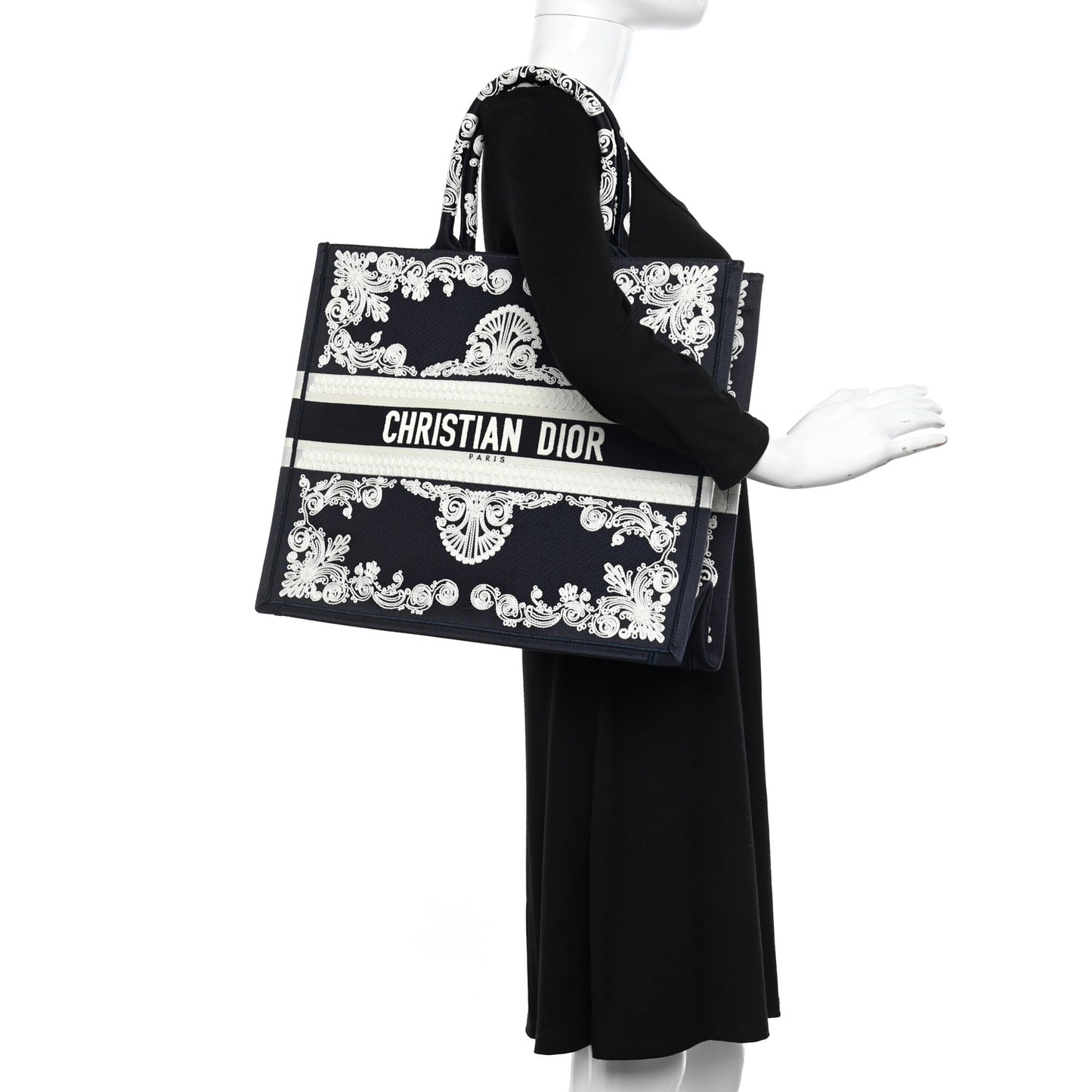 Canvas Embroidered Cornely Book Tote Blue White