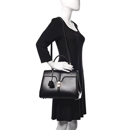 Celine Satinated Calfskin Medium 16 Top Handle Bag Black 2 of 12