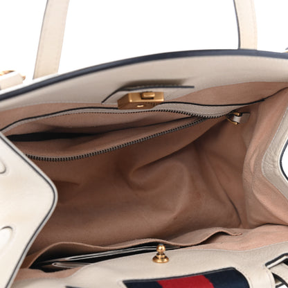 Gucci Grained Calfskin Web Stripe Butterfly Medium Totem Top Handle Bag White 4 of 4