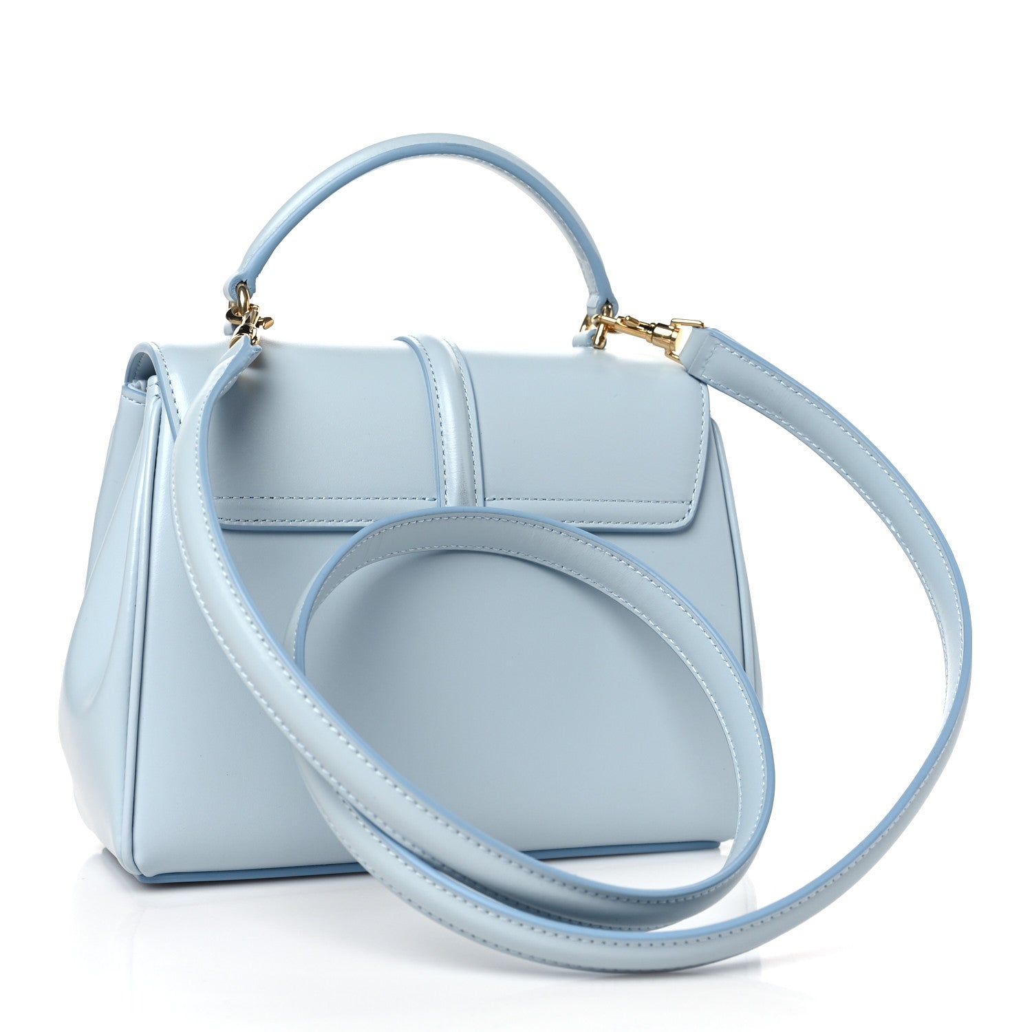 Celine Satinated Calfskin Mini 16 Top Handle Bag Pale Blue 4 of 9