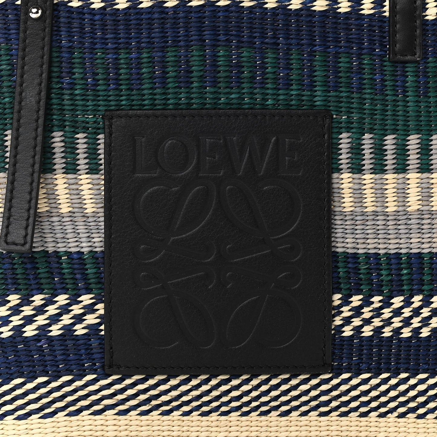 Textile Calfskin Small Square Basket Tote Bag Black Multicolor