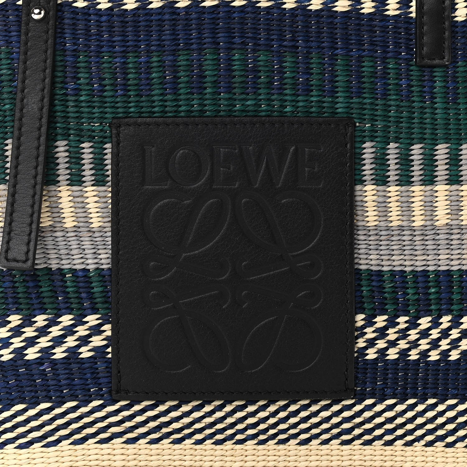 Loewe Textile Calfskin Small Square Basket Tote Bag Black Multicolor 6 of 10