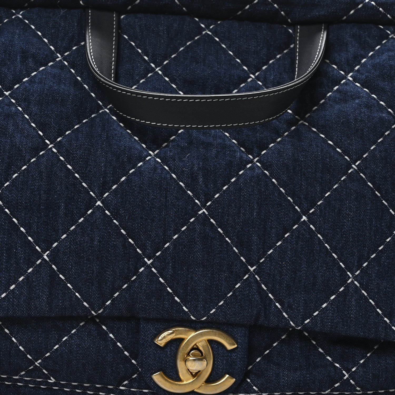 Chanel Denim Quilted Large Express Bowling Bag Blue 8 of 10