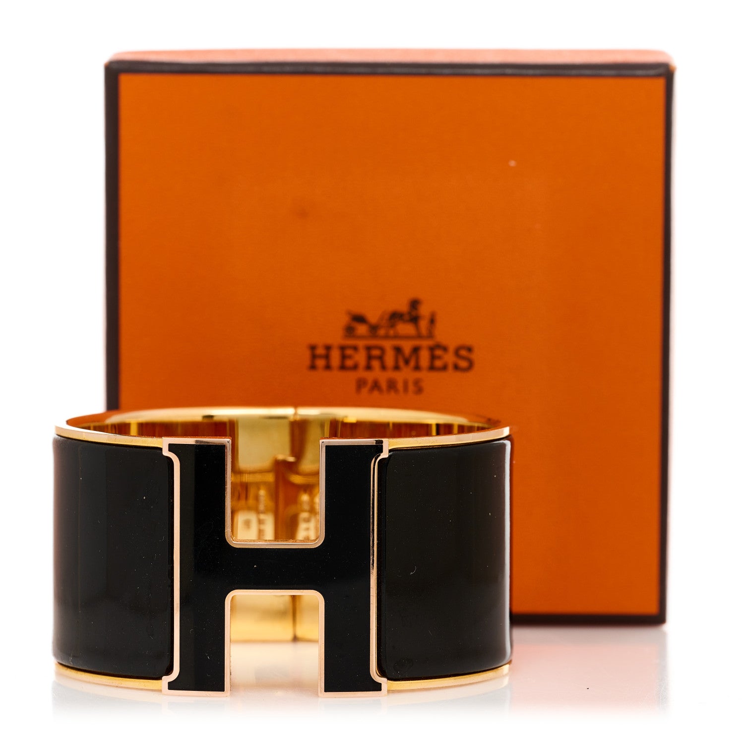 Hermes Enamel Extra Wide Clic Clac H Bracelet PM Black 4 of 4