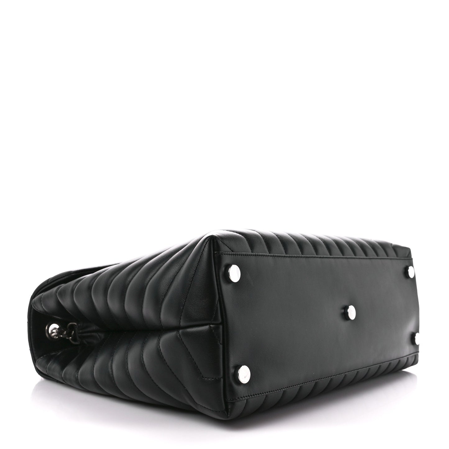 Calfskin Y Quilted Monogram Large Loulou Chain Satchel Black