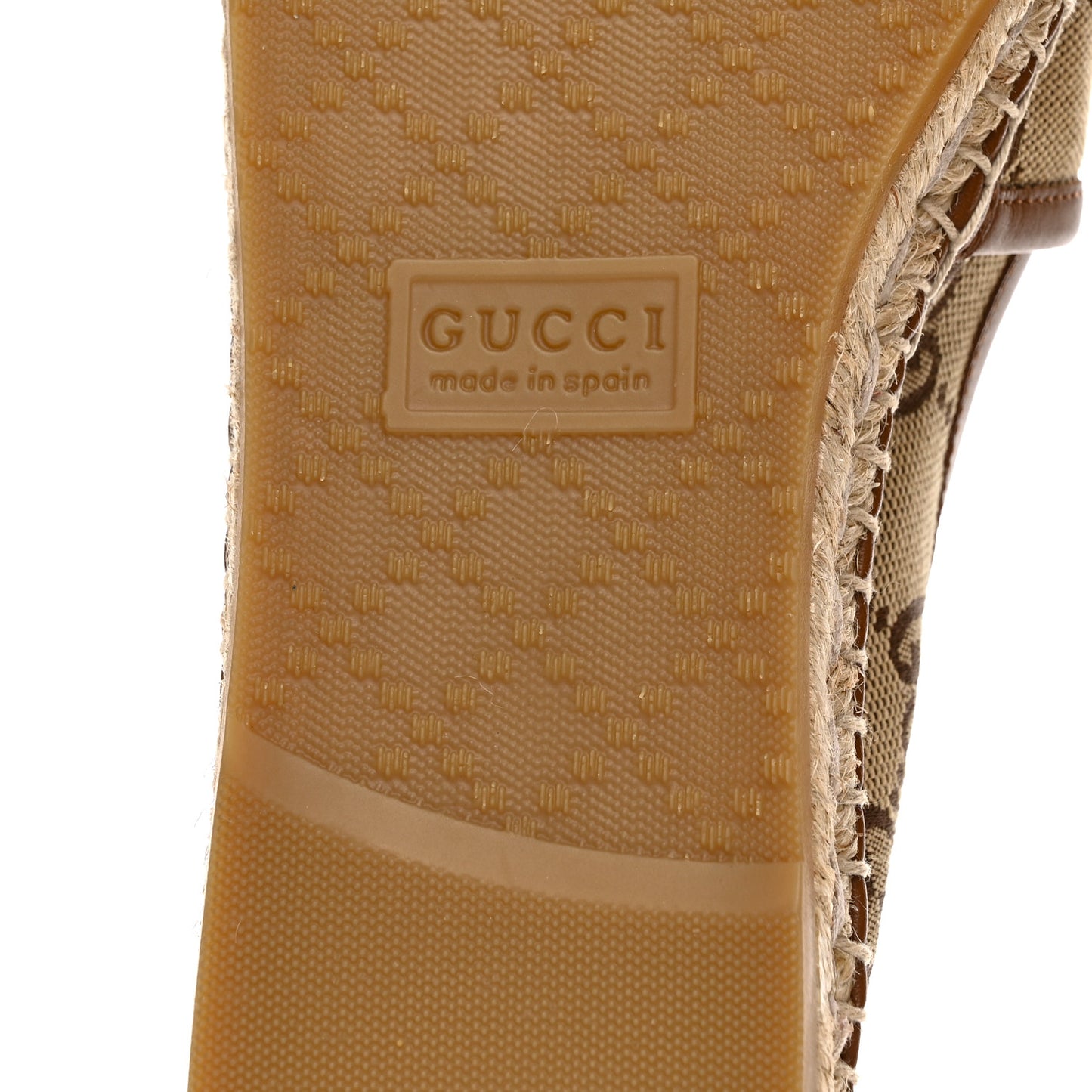 GG Supreme Monogram Horsebit Espadrilles 38 Camel Ebony Sundial