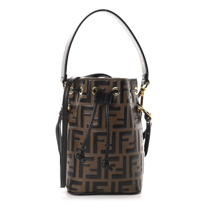 Fendi Vitello Liberty F is Fendi Bi-Color FF 1974 Embossed Mini Mon Tresor Bucket Bag Maya Black 1 of 16