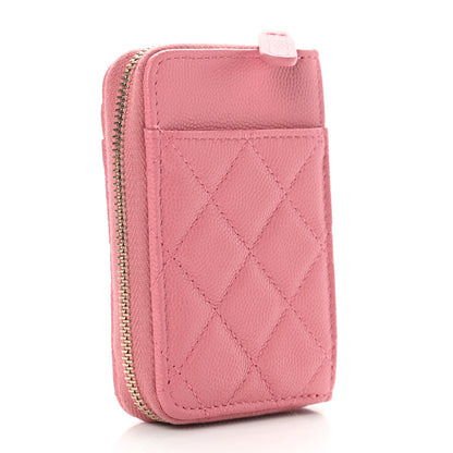 Chanel Caviar Quilted Zip Card Holder Pink 3 of 8