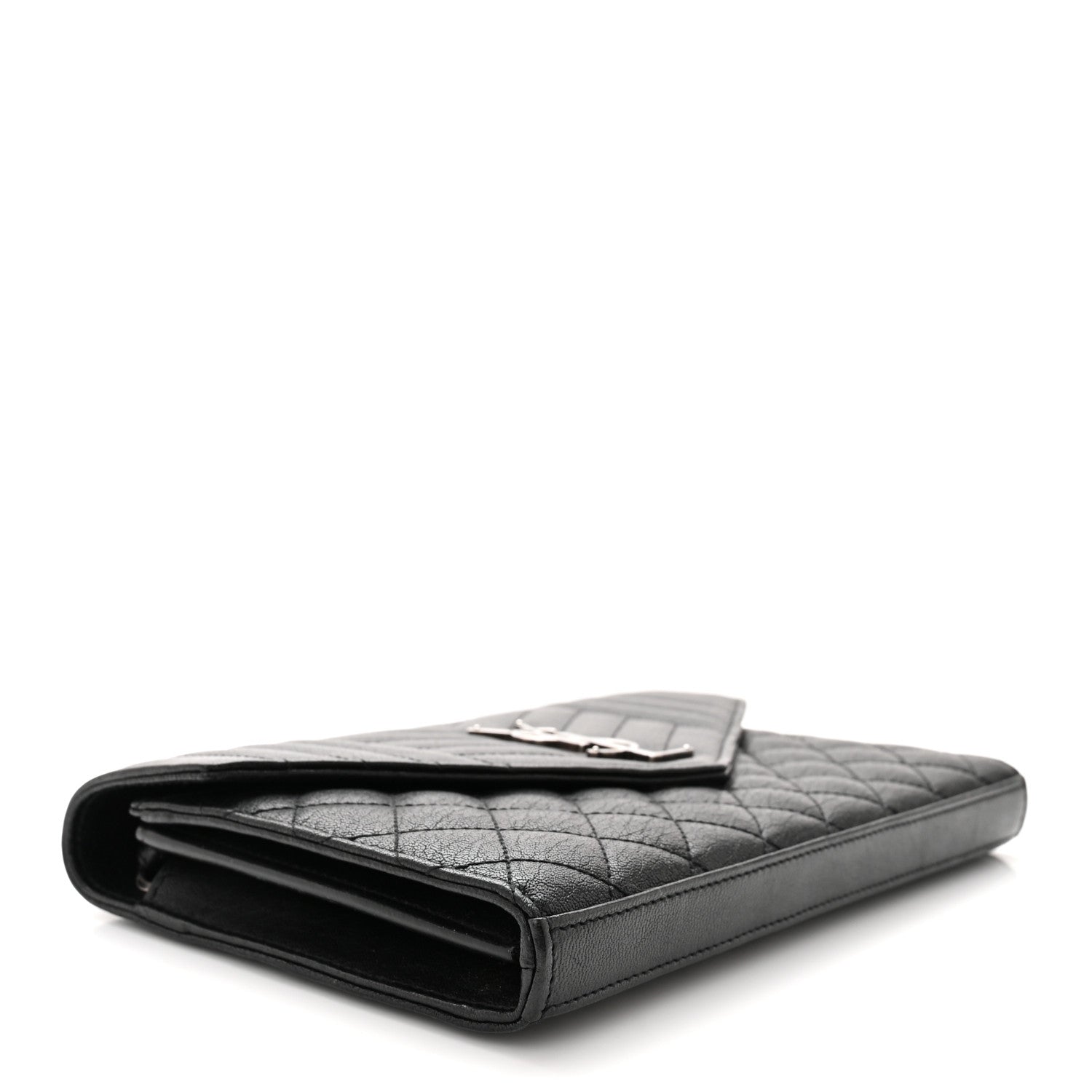 Saint Laurent Sheepskin Tri-Quilt Monogram Envelope Chain Wallet Black 4 of 10