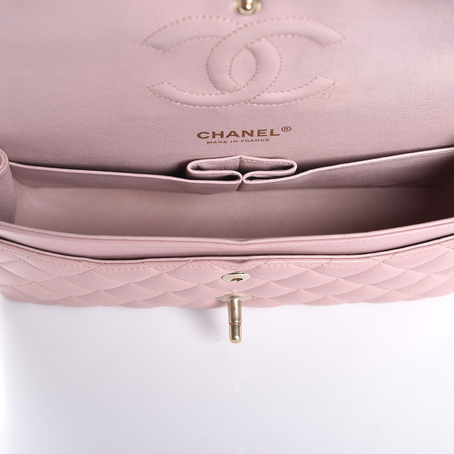 Lambskin Quilted Medium Double Flap Pink