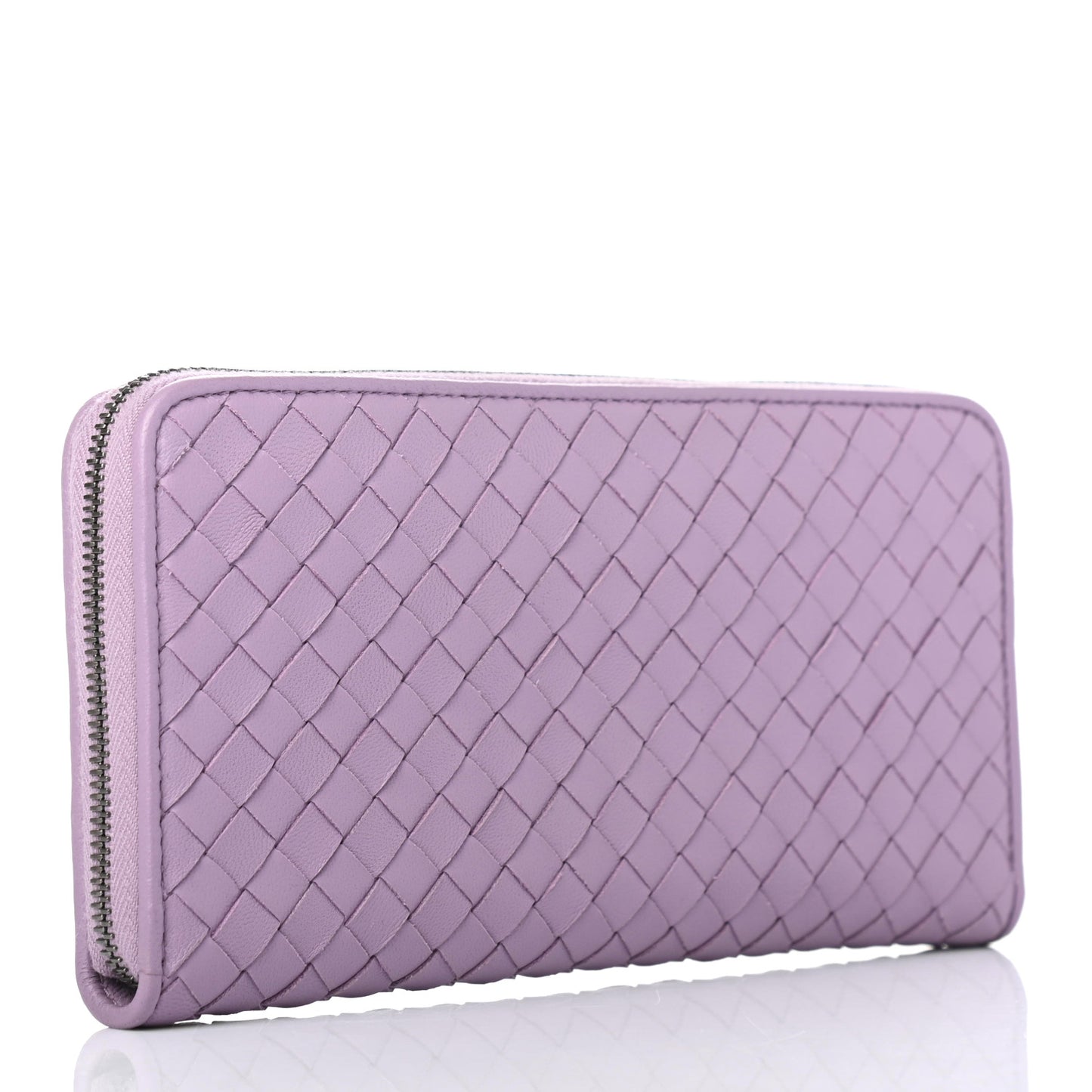 Nappa Intrecciato Zip Around Wallet Lilac