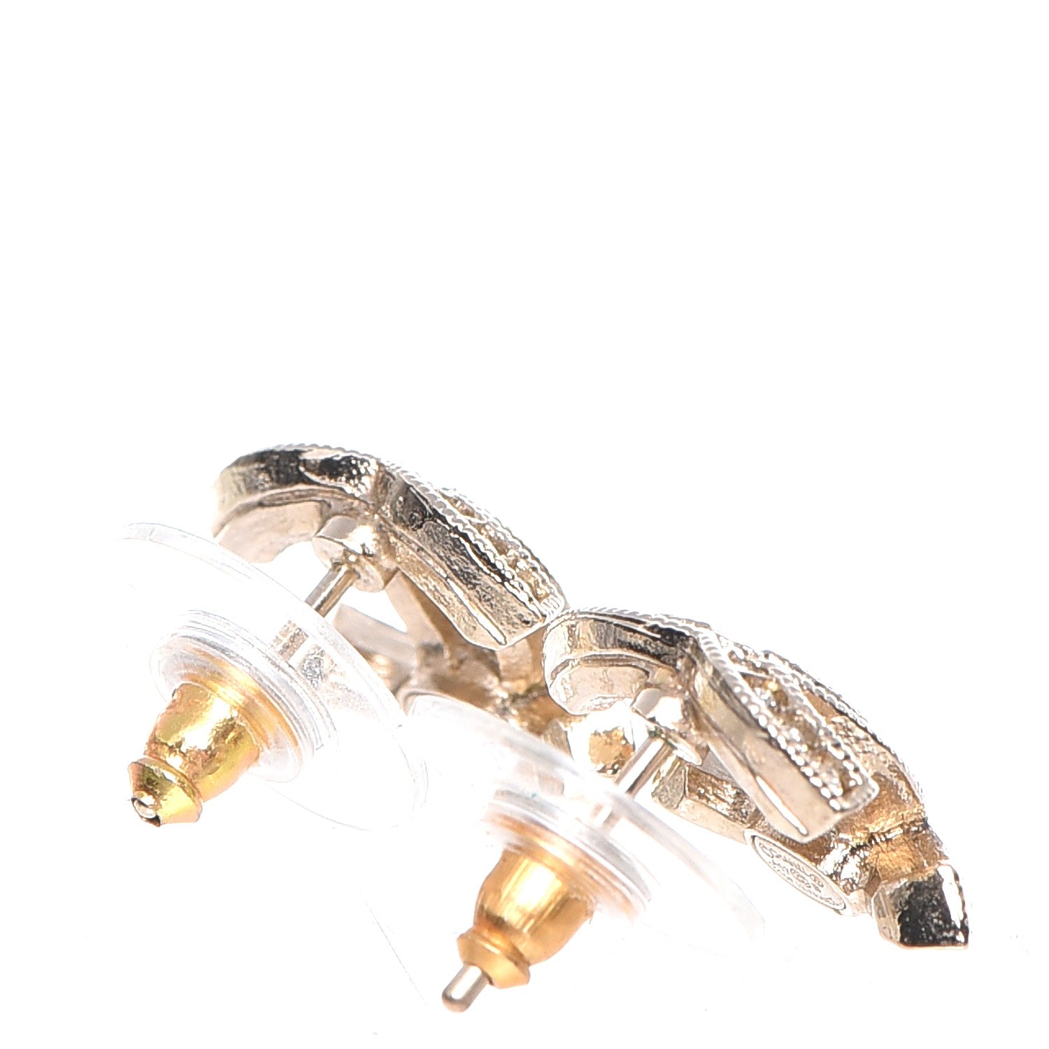 Chanel Crystal CC Earrings Gold 4 of 7