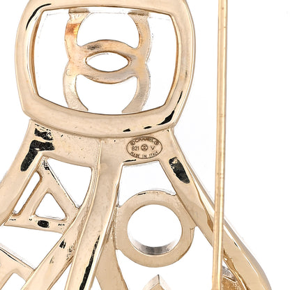 Chanel Metal Crystal Bow-tiful CC Brooch Gold 4 of 4
