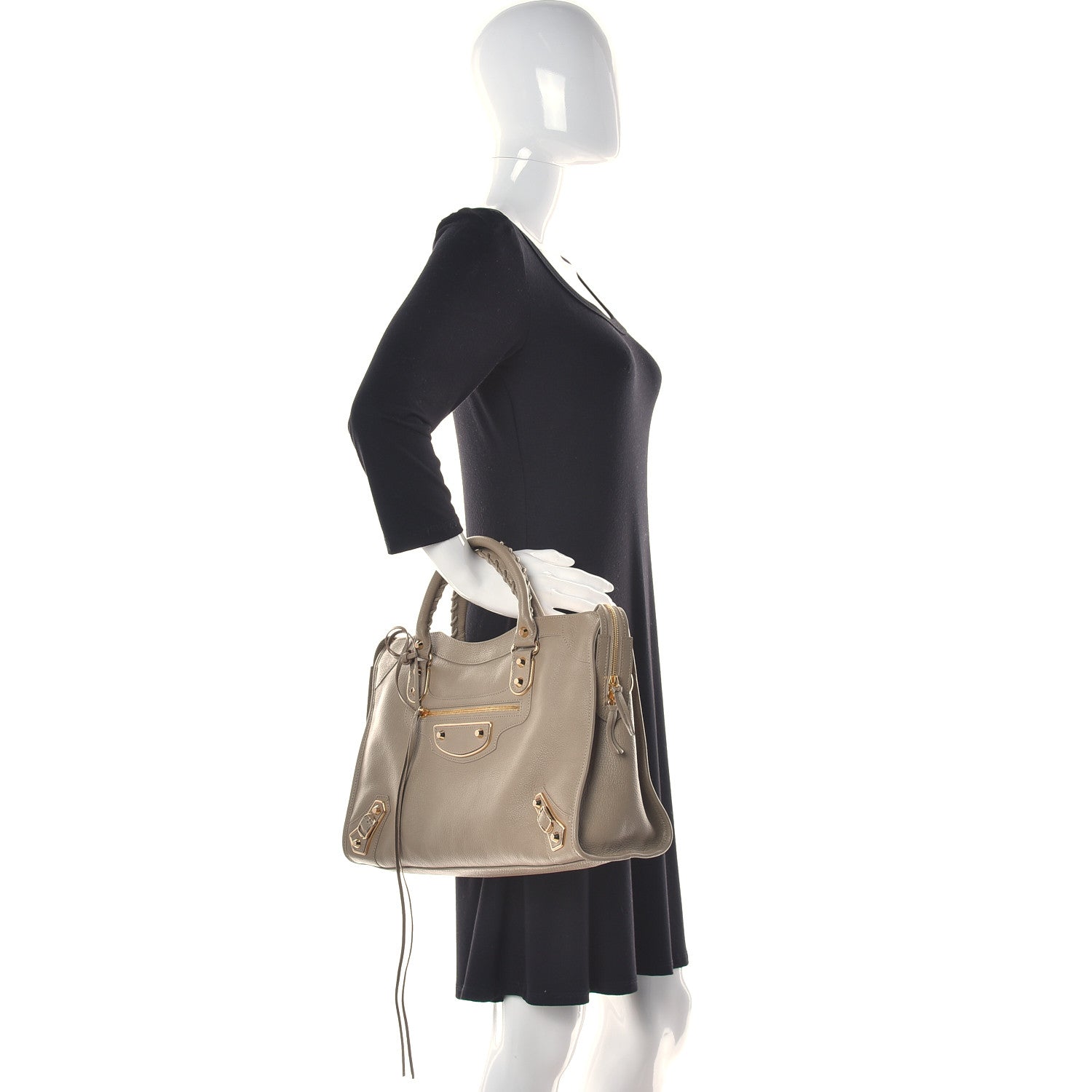 Balenciaga Chevre Gold Metallic Edge Hardware City Beige Latte 2 of 13
