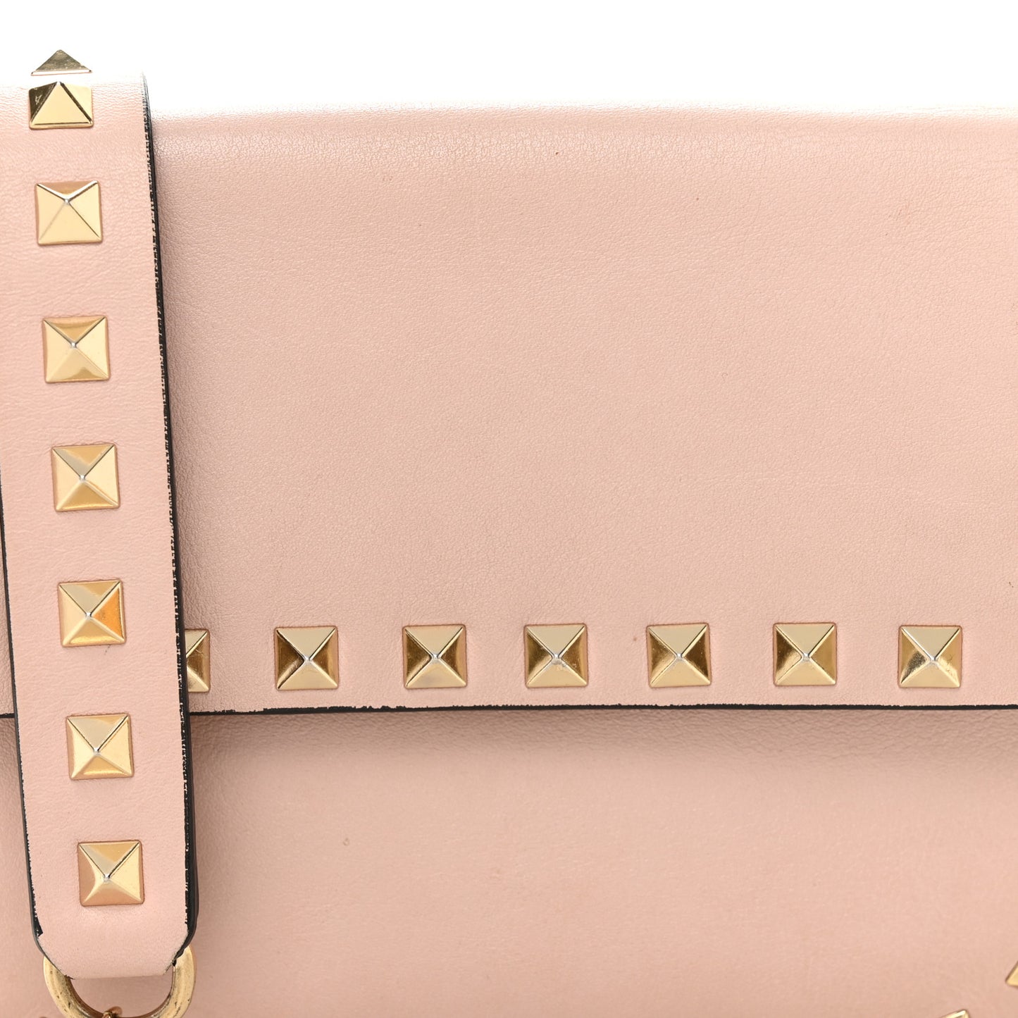 Calfskin Rockstud Crossbody Saddle Bag Water Rose