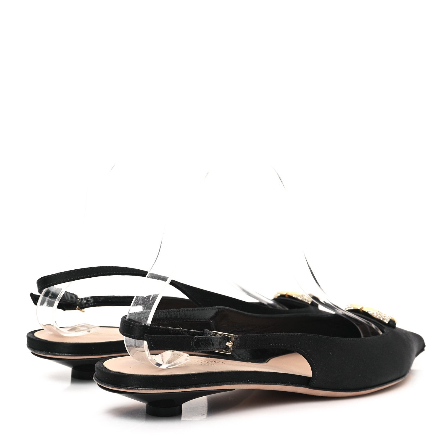 Valentino Garavani Satin Crystal Vlogo Slingback 20mm Pumps 39.5 Black 5 of 10