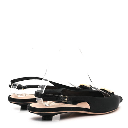 Valentino Garavani Satin Crystal Vlogo Slingback 20mm Pumps 39.5 Black 5 of 10