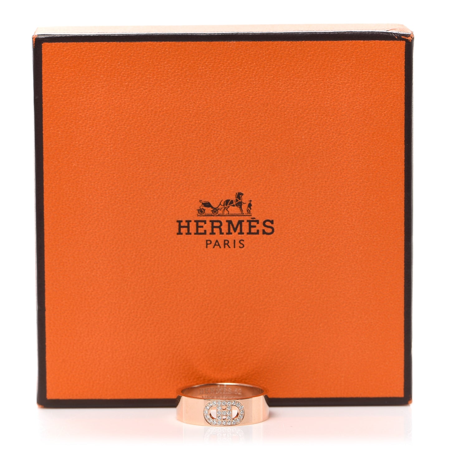 18K Rose Gold Diamond PM H D'Ancre Ring 52 6