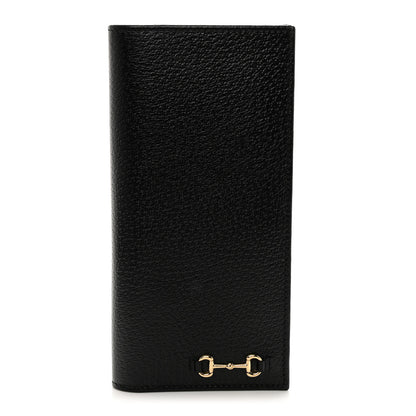 Gucci Textured Dollar Calfskin Horsebit Long Wallet with Insert Black 1 of 8