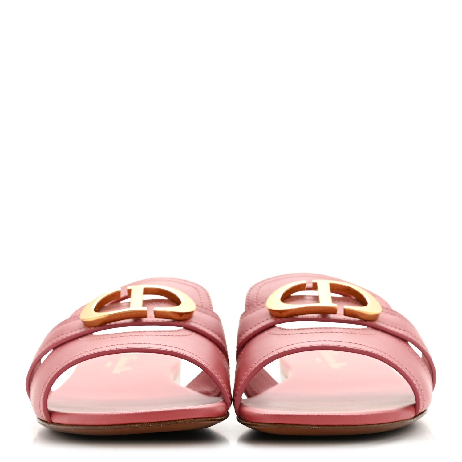 Christian Dior Calfskin 30 Montaigne Flat Slide Sandals 37 Dusty Pink 3 of 9