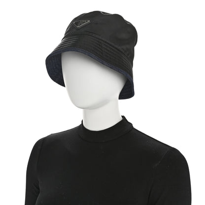 Prada Denim Re-Nylon Reversible M Bucket Hat Blue Black 2 of 12