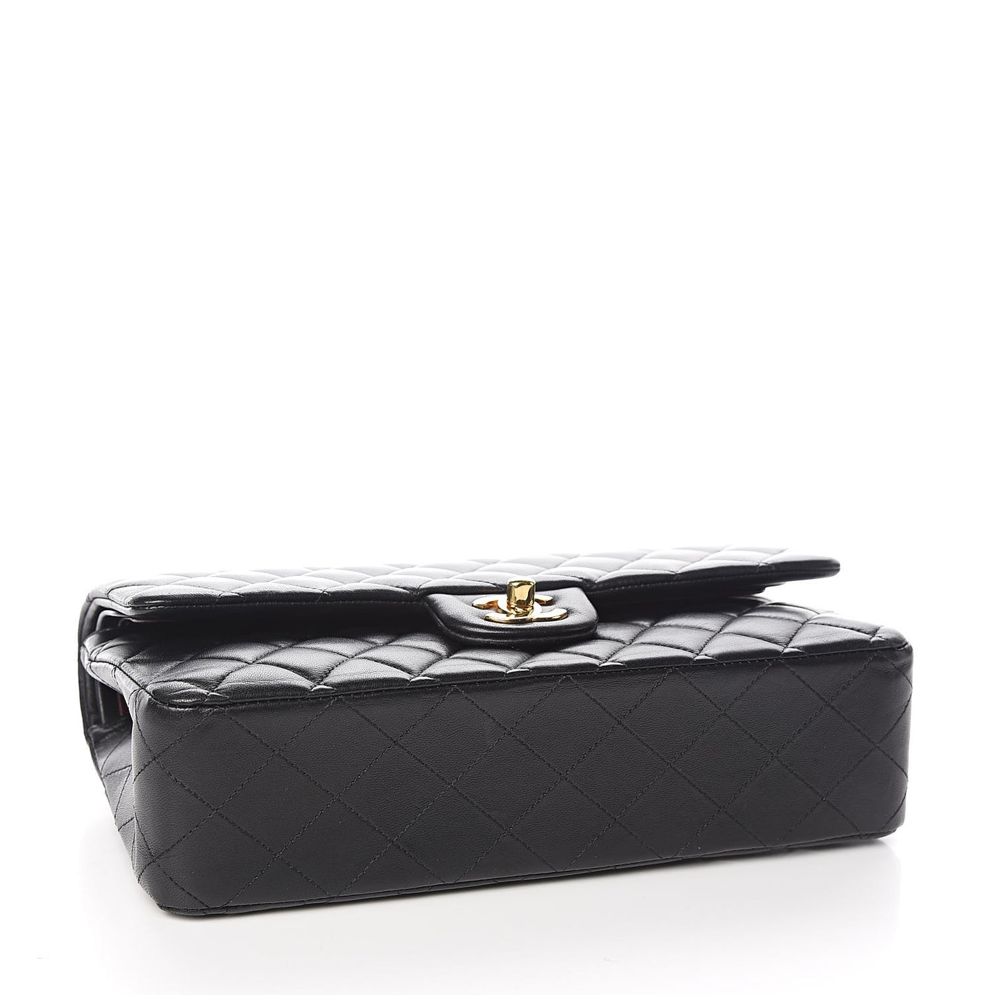 Lambskin Quilted Medium Double Flap Black