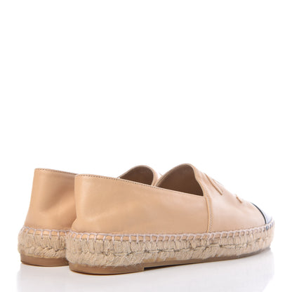 Chanel Lambskin CC Espadrilles 35 Beige Black 4 of 12