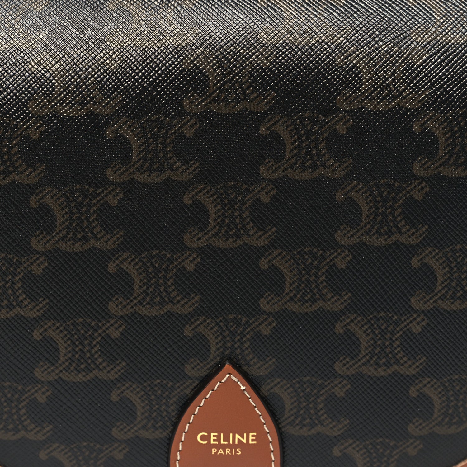 Celine Triomphe Canvas Medium Folco Bag Tan 7 of 9