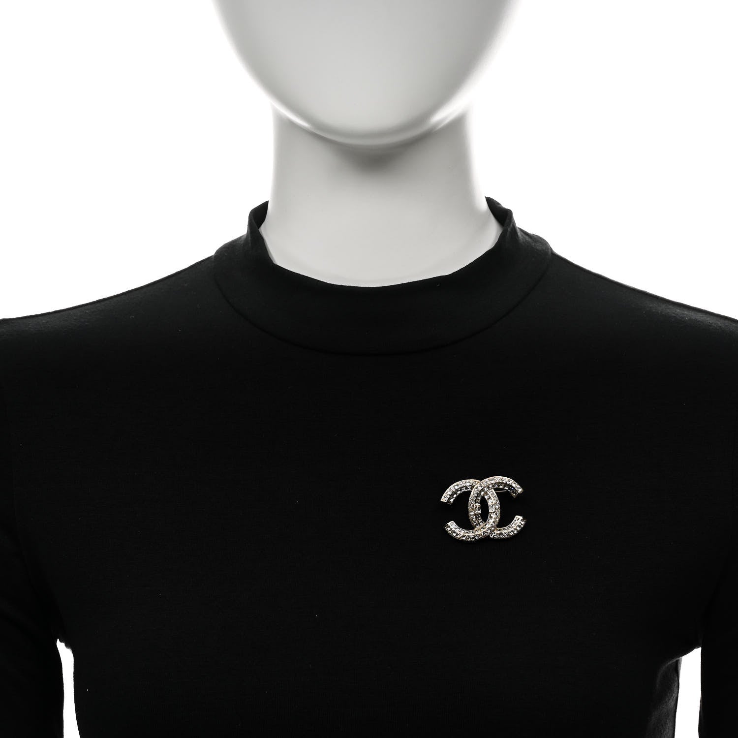 Chanel Crystal CC Brooch Light Gold 2 of 5