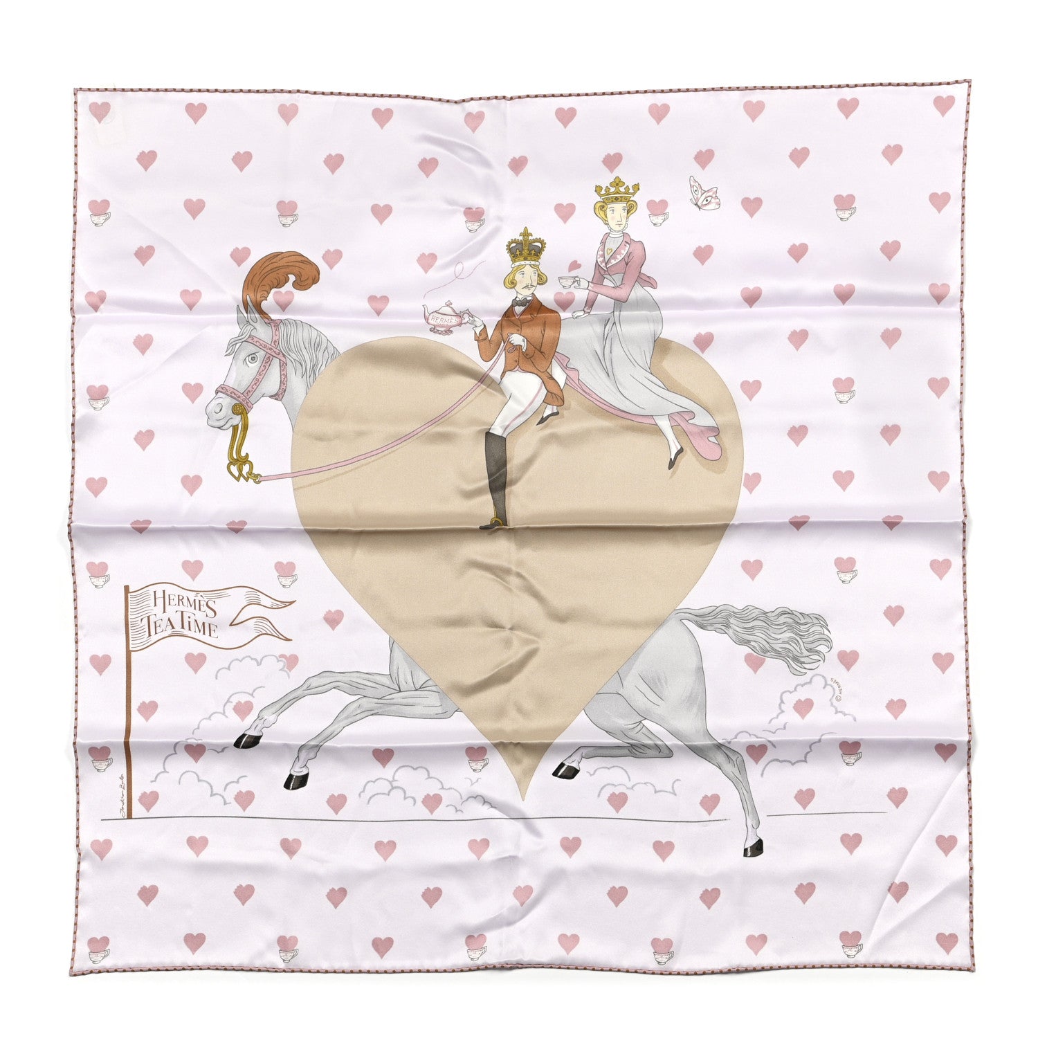 Hermes Silk Hermes Tea Time Scarf 70 Rose Pale Beige 1 of 5