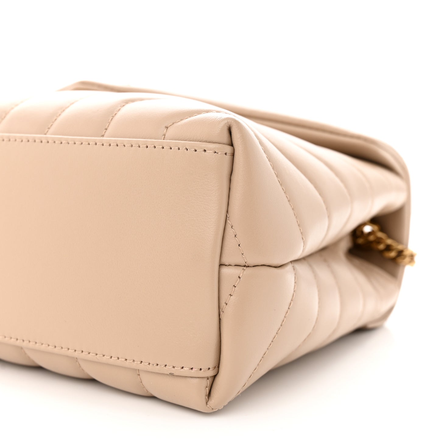 Calfskin Y Quilted Monogram Small Loulou Chain Satchel Dark Beige