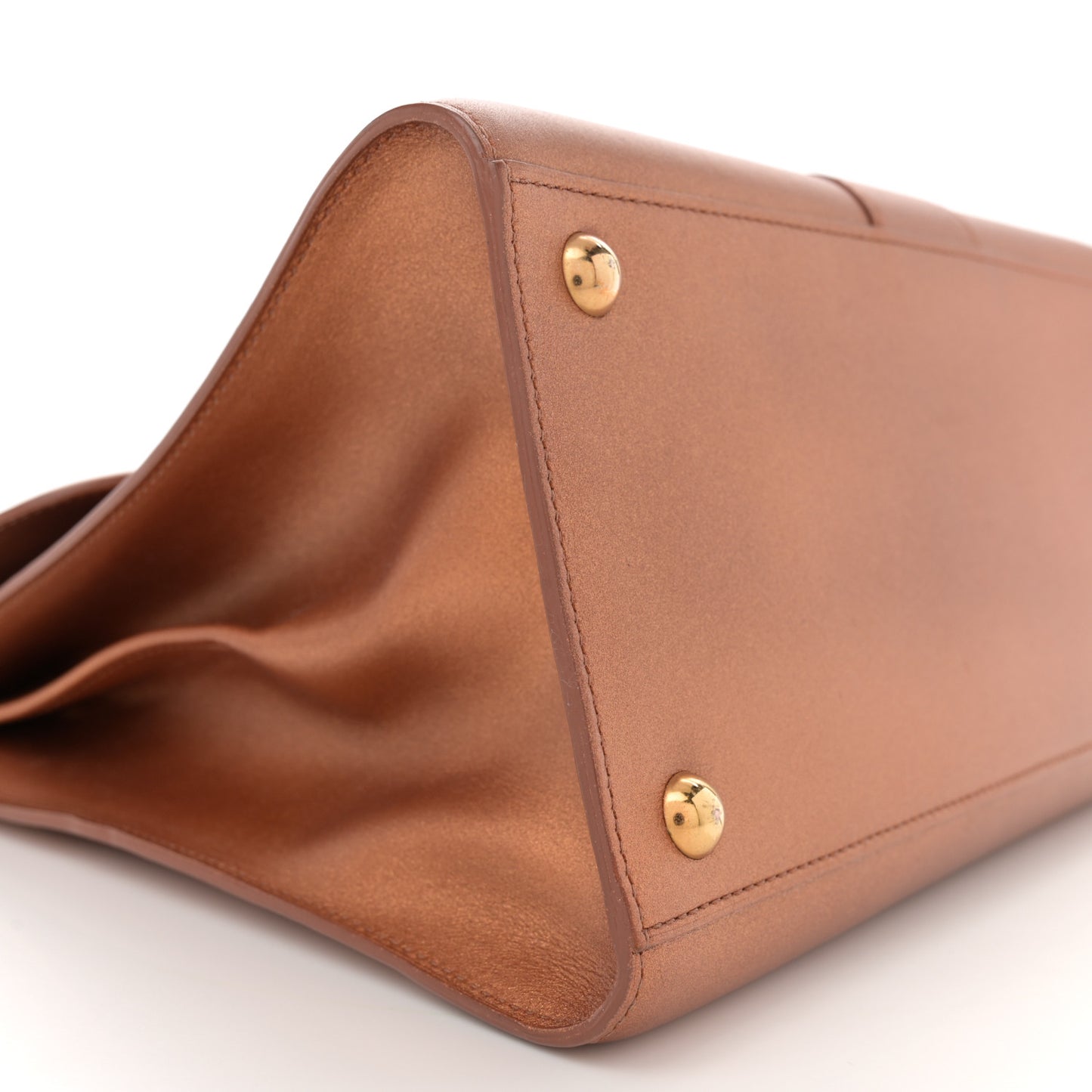 Metallic Calfskin MM Brillant Satchel Bronze